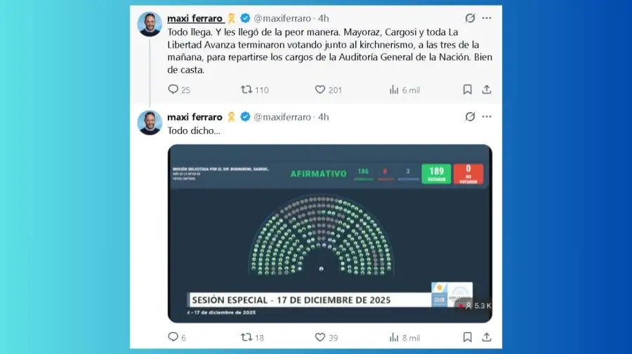 Tuit de Maximiliano Ferraro