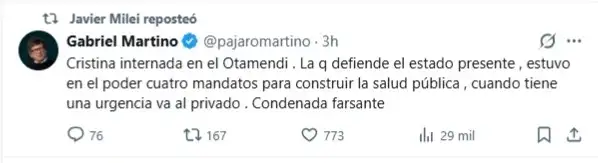 Javier Milei contra Cristina Kirchner