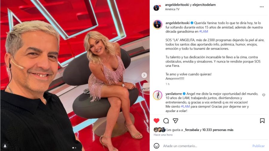 La emotiva dedicatoria de Ángel de Brito a Yanina Latorre