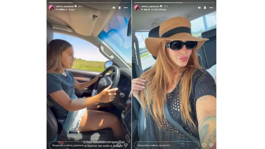 Alma, hija del Polaco y Valeria Aquino manejando