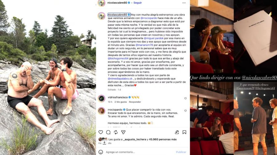 Los posteos en redes de Nicolás Cabré y Rocío Pardo