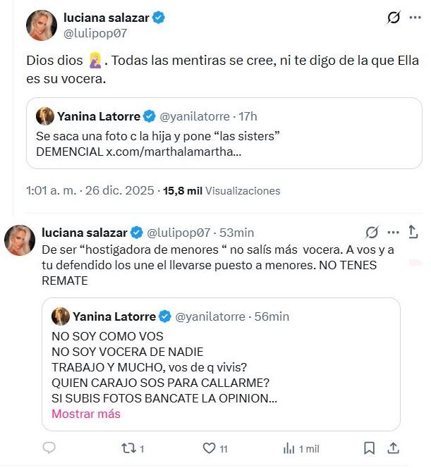 Luciana Salazar contra Yanina Latorre