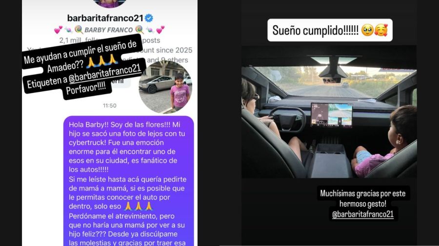 Barby Franco le cumplió el sueño a un nene
