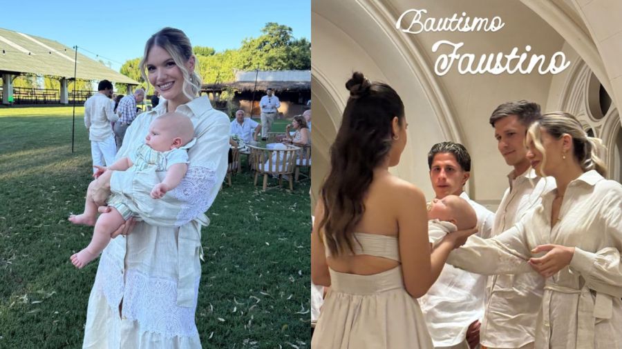 Bautismo de Faustino, hijo de Eva Bargiela y Gianluca Simeone