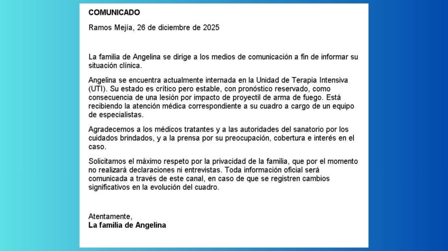 Comunicado de la familia de Angelina