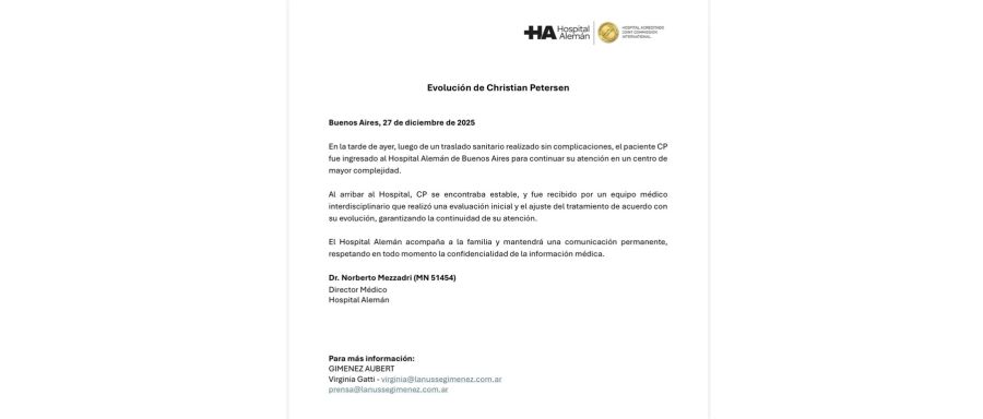 El parte médico de Christian Petersen