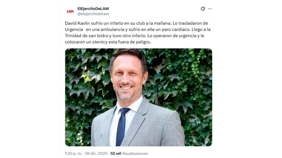 David Kavlin sufrió un infarto