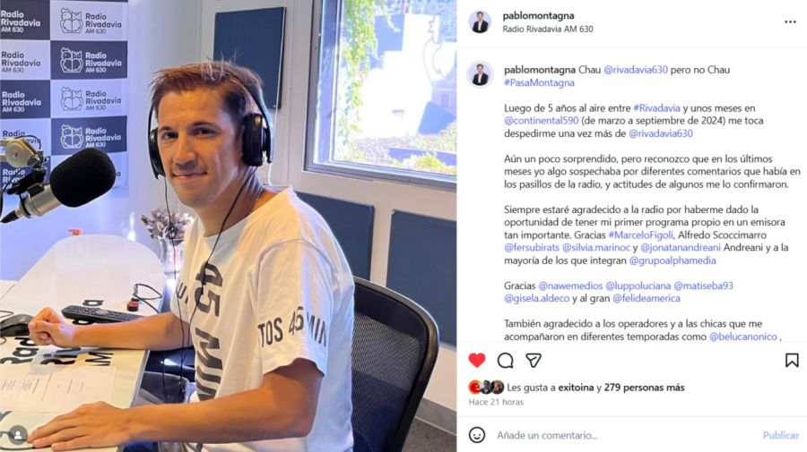 Pablo Montagna se despidió de Radio Rivadavia