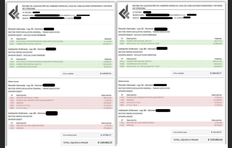 Recibo de haberes jubilado Docente