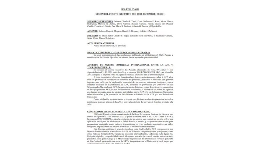 Registros confidenciales que obtuvo LA NACION AFA