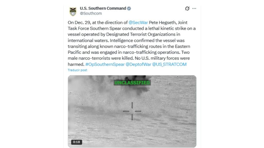 EE. UU. atacó presunta narcolancha en el Pacífico