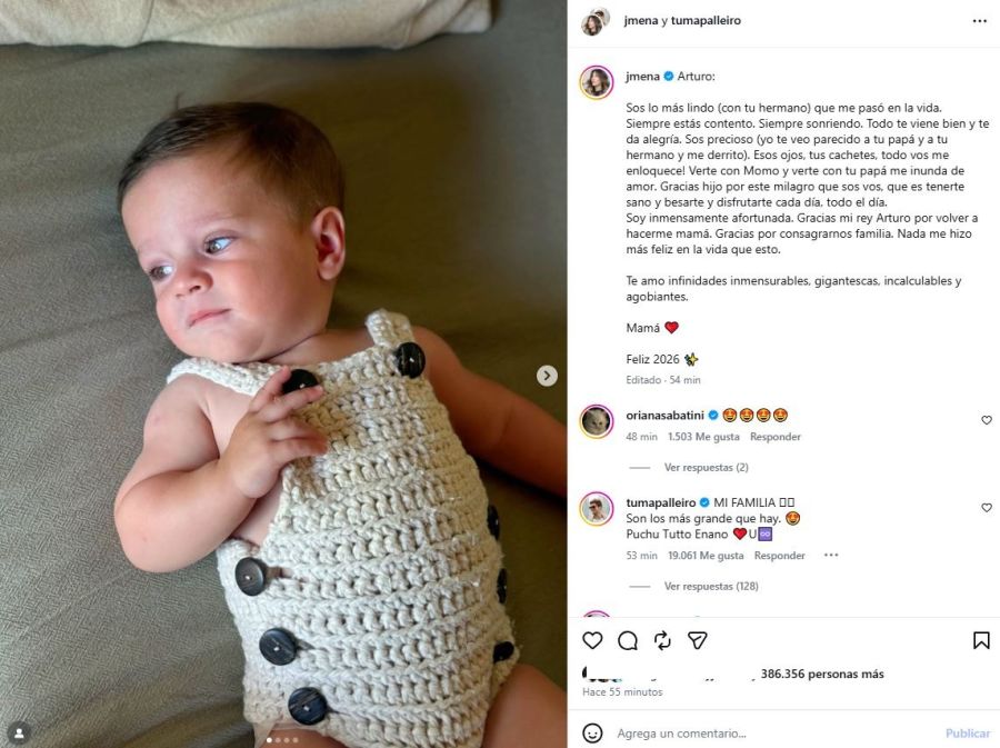 Arturo Palleiro, hijo de Jimena Baron y Matias Palleiro