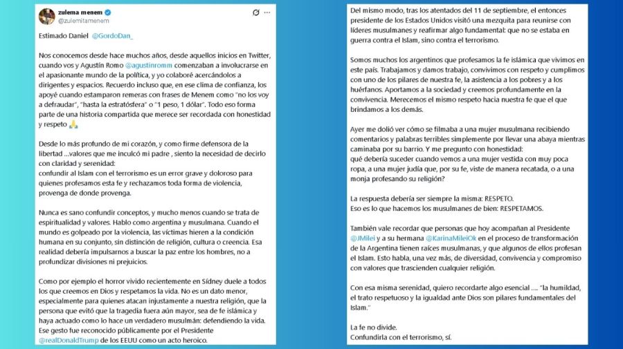 Respuesta de Zulemita Menem al Gordo Dan