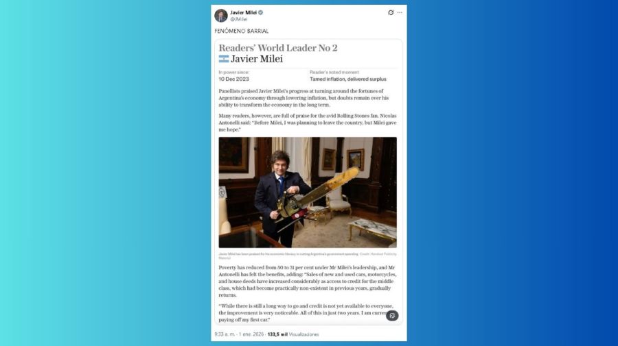 Tuit Javier Milei - Fenómeno Barrial