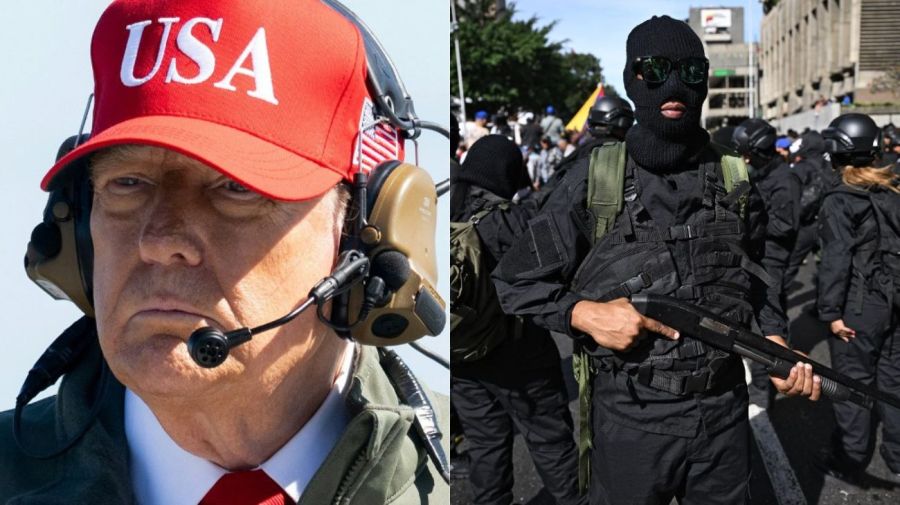 Donald Trump y milicias bolivarianas en las cercanías del Palacio de Miraflores