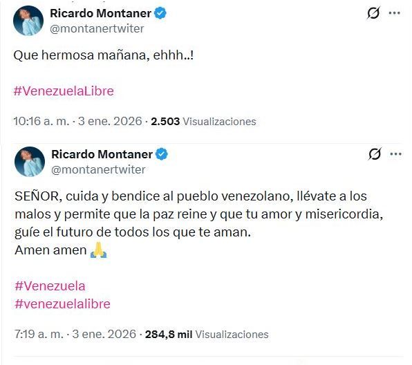 Famosos reaccionan al ataque de Estados Unidos a Venezuela y captura de Nicolás Maduro