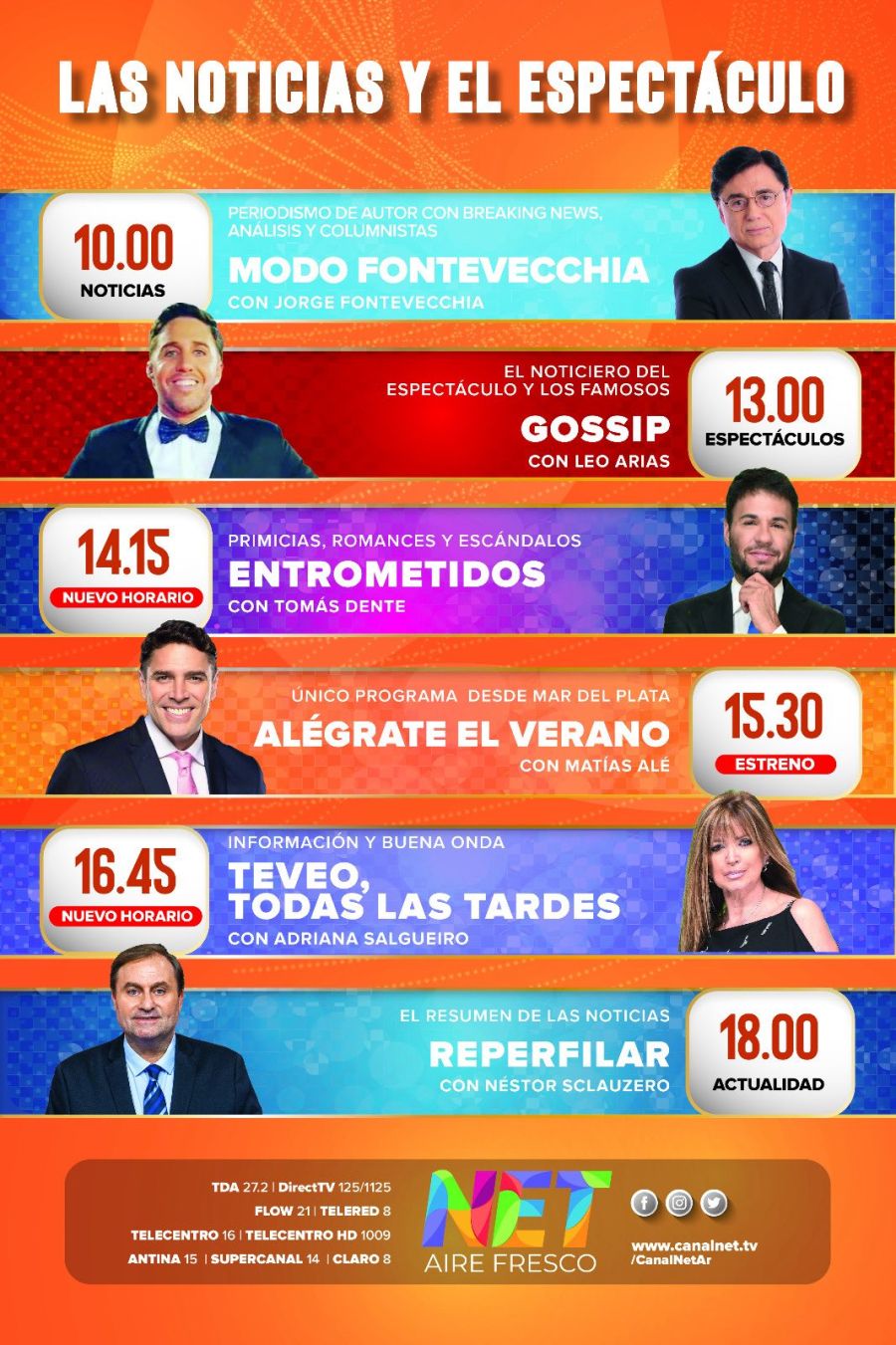 La nueva grilla de Net TV