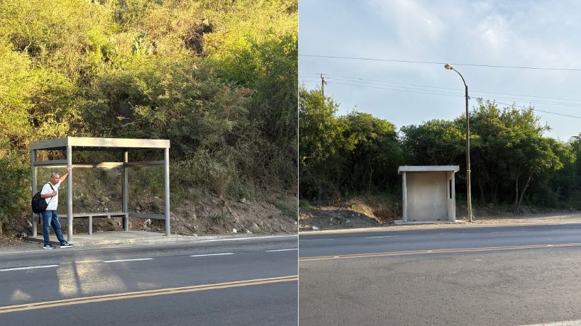 Paradas de colectivo en la Ruta E-55