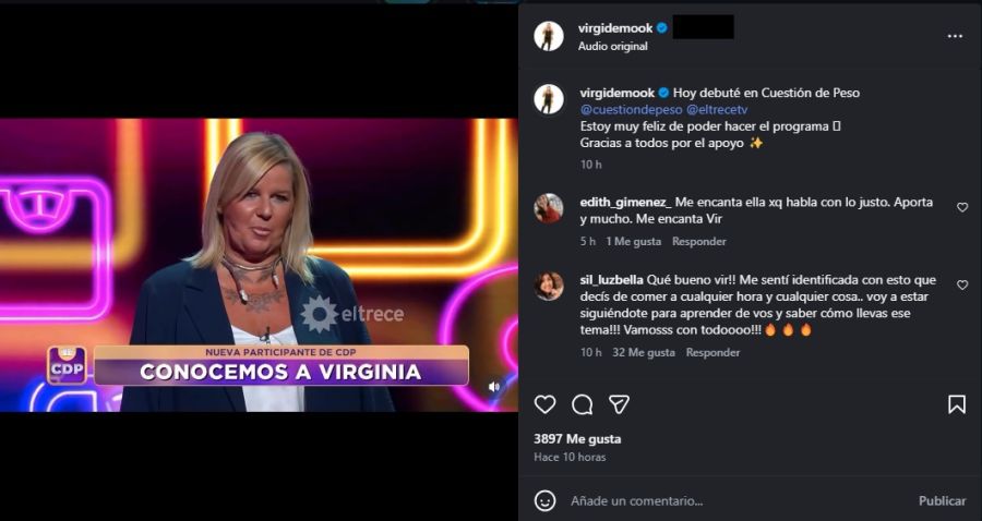 Virginia Demo sobre su presentación en Cuestión de Peso