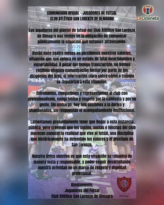 Plantel de Futsal de San Lorenzo