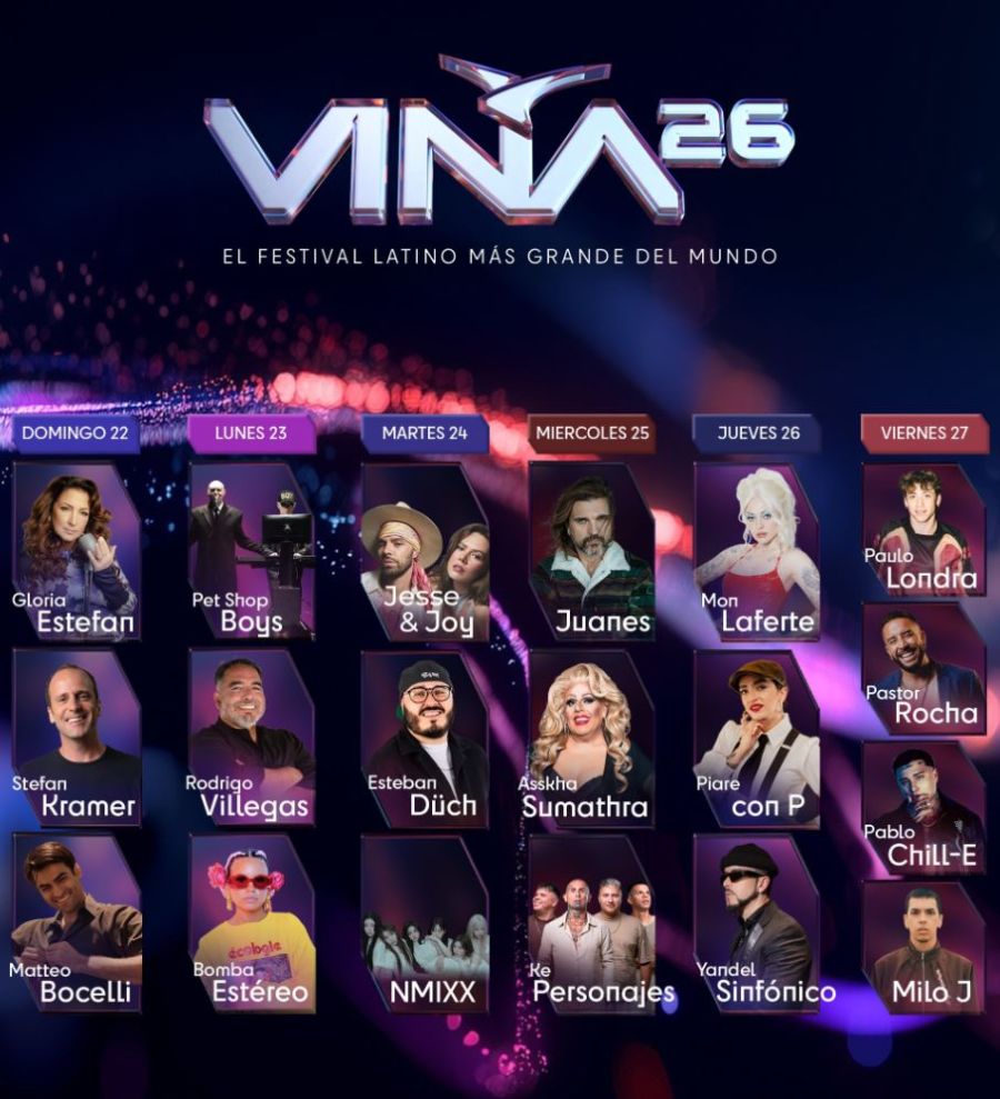 Line Up de Viña del Mar 2026