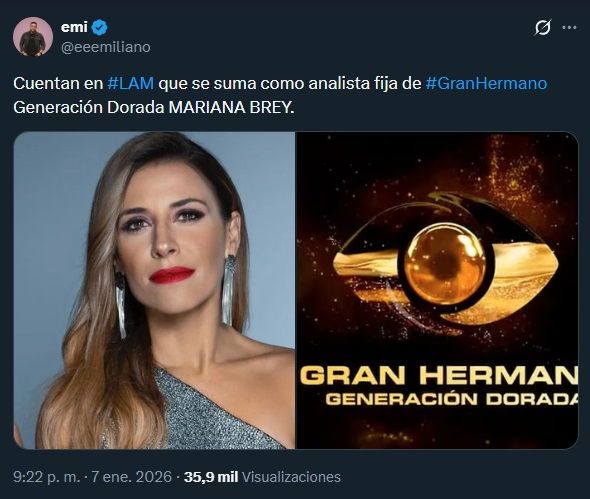 Mariana Brey se sumará como panelista fija de Gran Hermano Generación Dorada