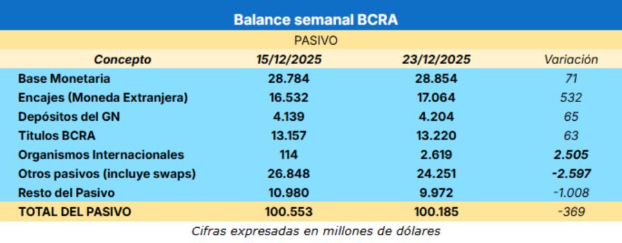 Balance del BCRA al 31 de diciembre de 2025 Federico Machado
