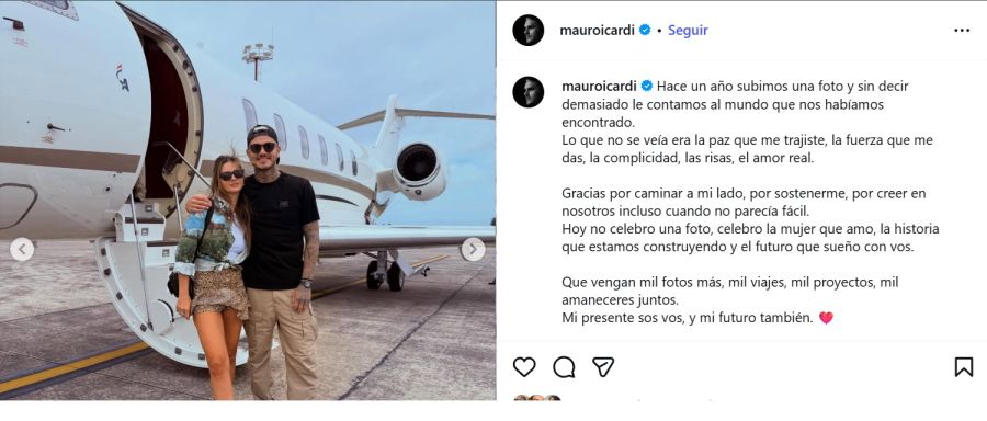 El posteo que le dedicó Mauro Icardi a La China Suárez