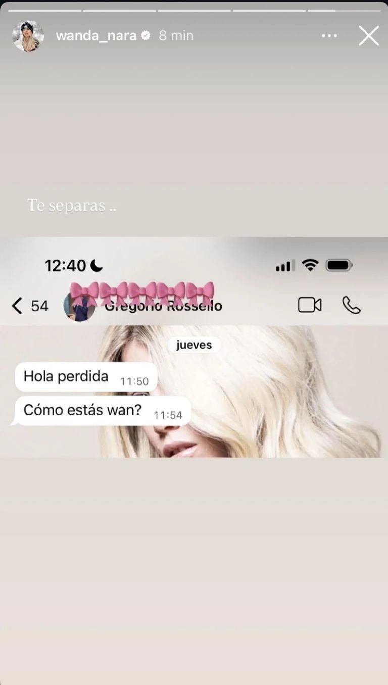 Los mensajes entre Wanda Nara y Grego Rossello