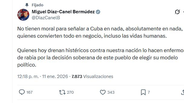 Los posteos de Díaz-Canel, contestando a las amenazas de Trump.