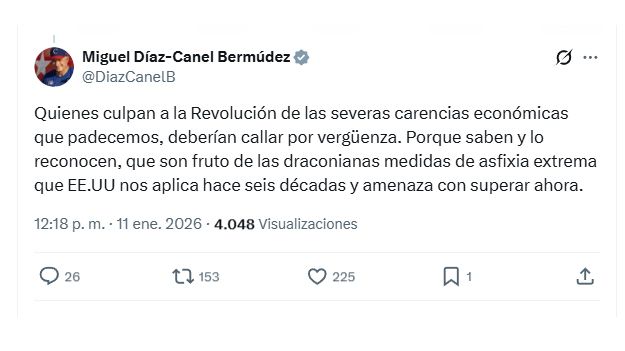 Los posteos de Díaz-Canel, contestando a las amenazas de Trump.