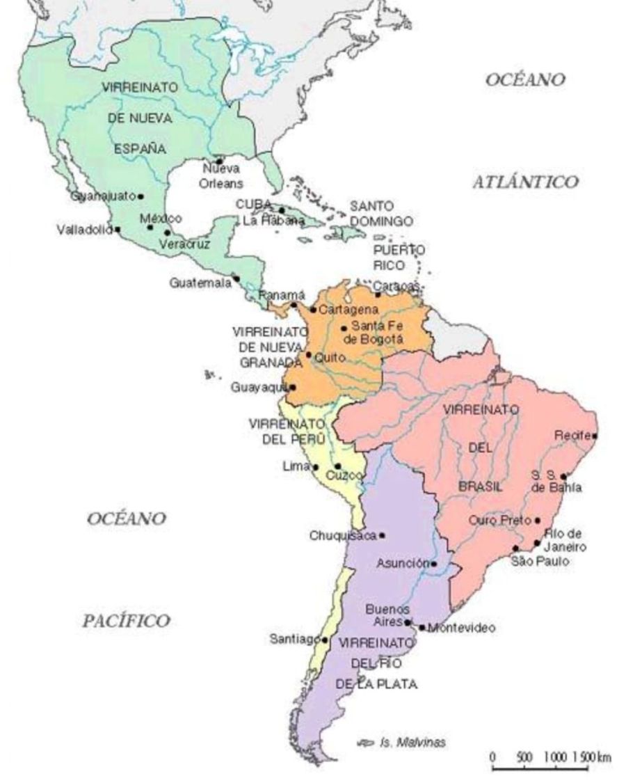 Mapa América en el siglo XVIII
