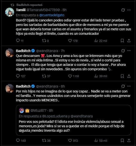 Posteos en X de Wanda Nara