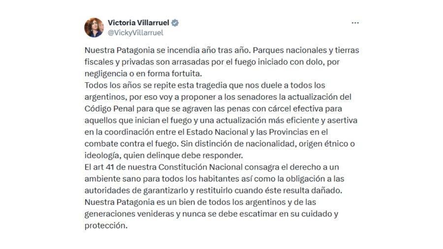 Tweet de Victoria Villarruel