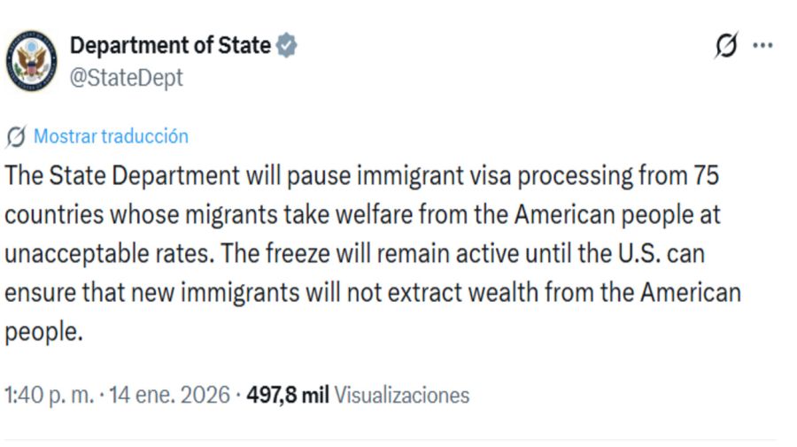 Posteo departamento de Estado