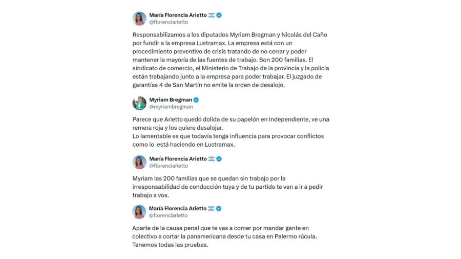 Cruce entre Myriam Bregman y Florencia Arietto