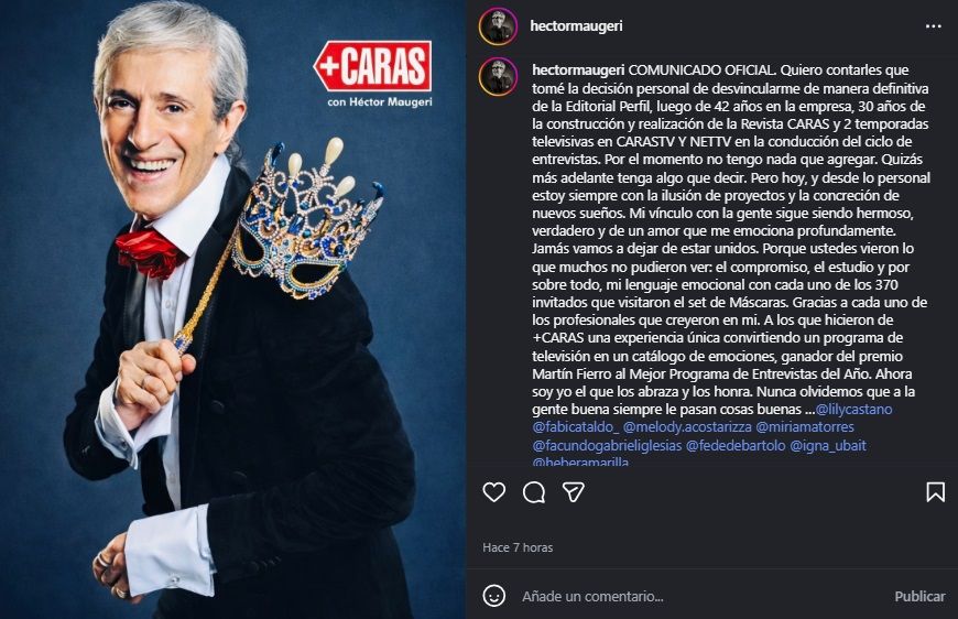 El comunicado de Héctor Maugeri tras desvincularse de Editorial Perfil