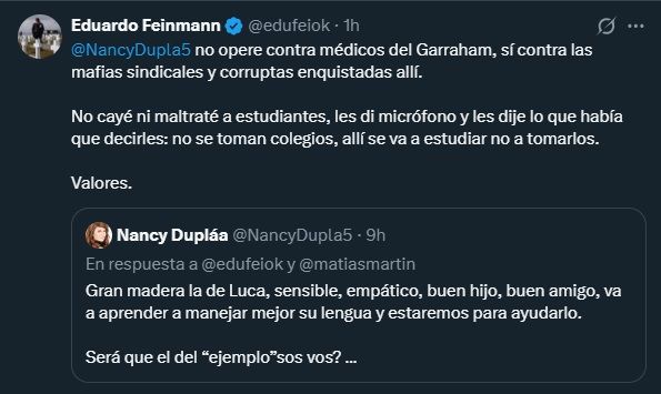 Eduardo Feinmann contra Nancy Dupláa