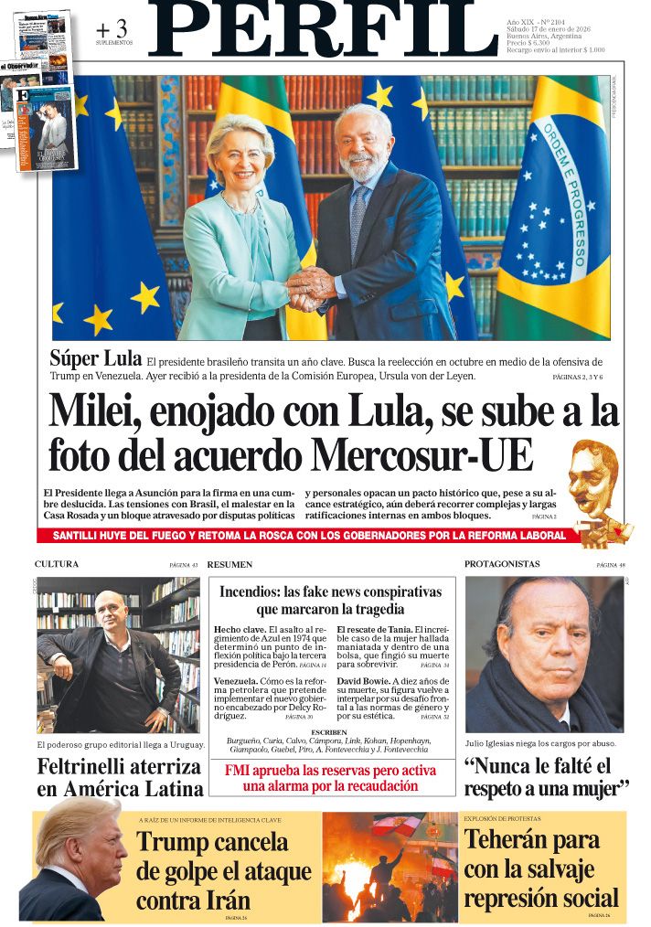 La tapa del Diario PERFIL del sábado 17 de enero de 2026