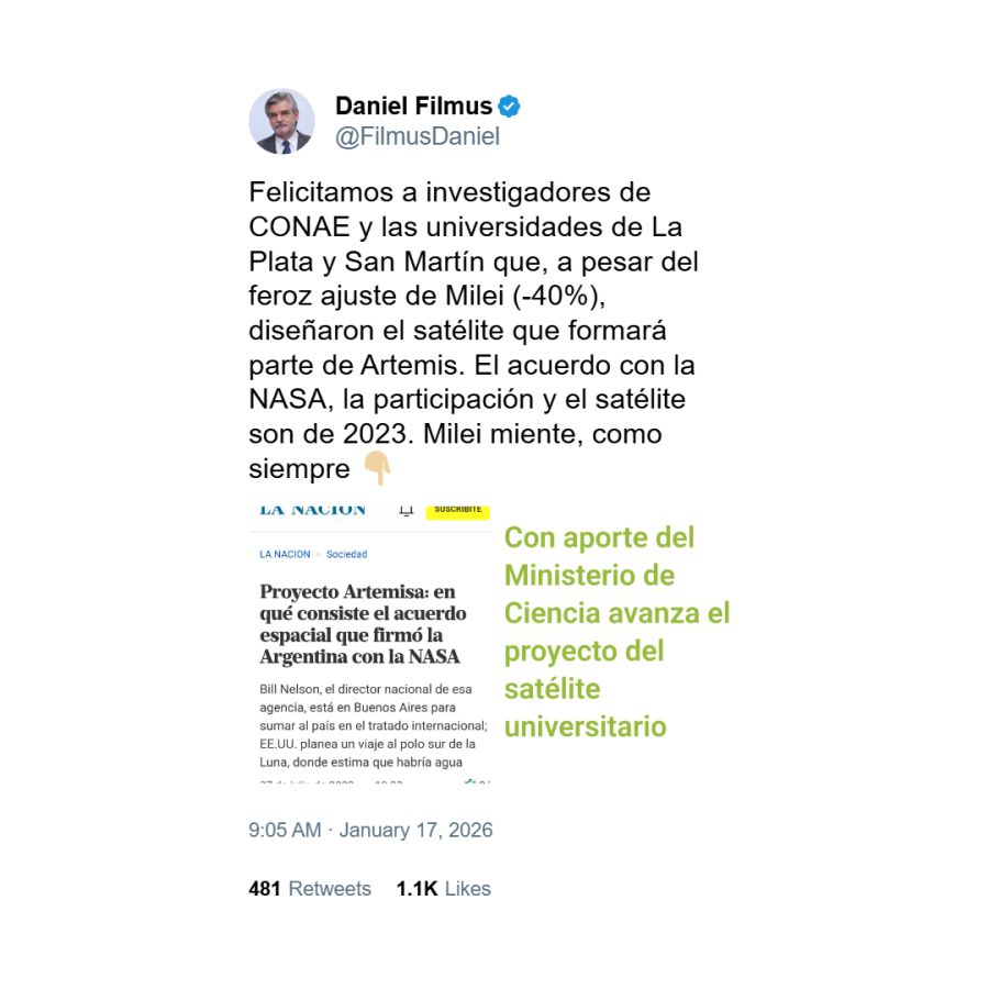 Daniel Filmus contra Milei