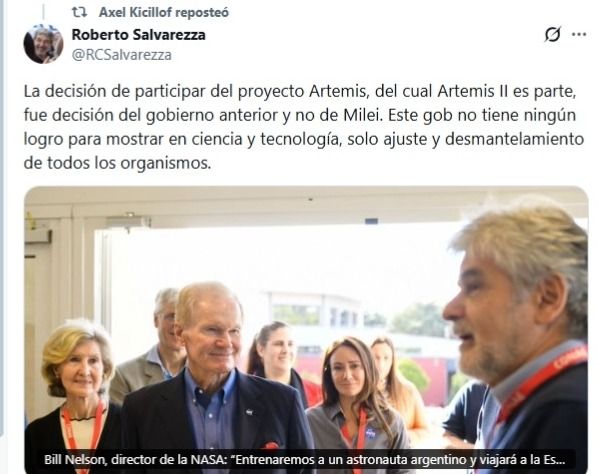 Posteo de Axel Kicillof contra Javier Milei