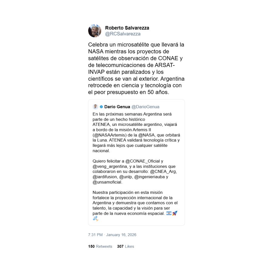Posteo de Malena Galmarini contra Milei