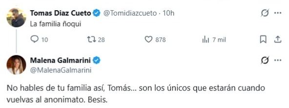 Posteo de Malena Galmarini contra un periodista que la cuestionó por atacar a Milei