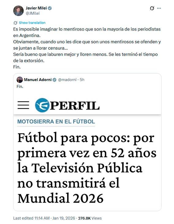 X Javier Milei 19012026