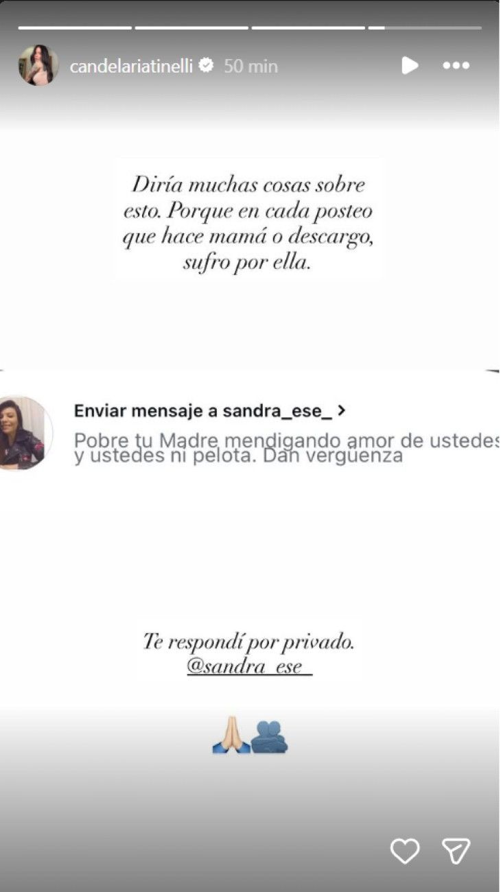 Cande Tinelli sobre el escándalo con su mamá