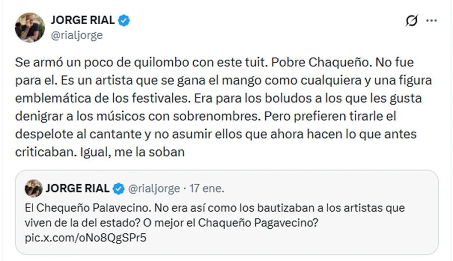 Jorge Rial bajó el tono tras el cruce con el Chaqueño Palavecino, pero dejó una frase contundente
