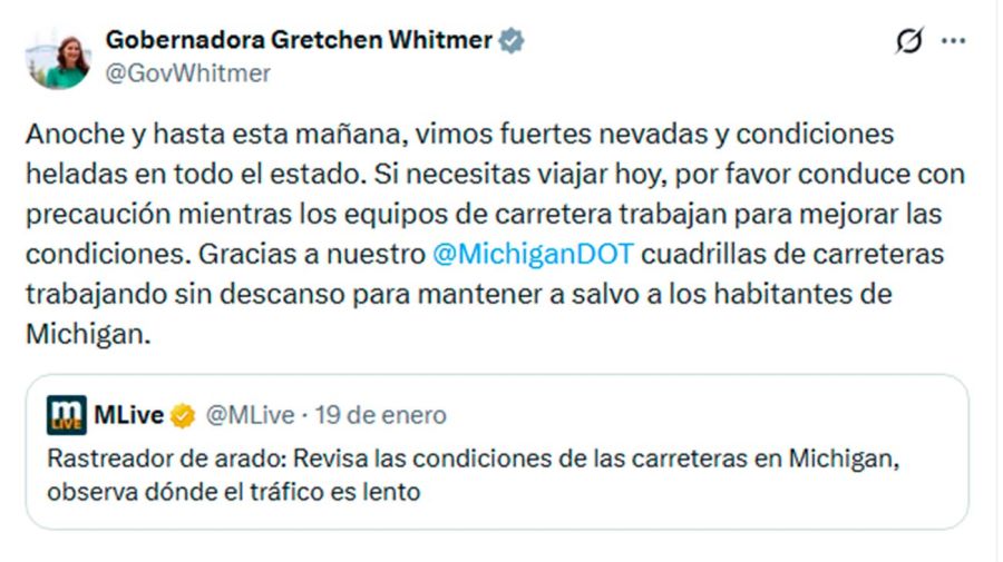 X Gobernadora Gretchen Whitmer 21012026