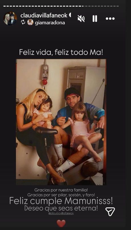 Con una foto inédita, Gianinna Maradona emocionó a Claudia Villafañe: 