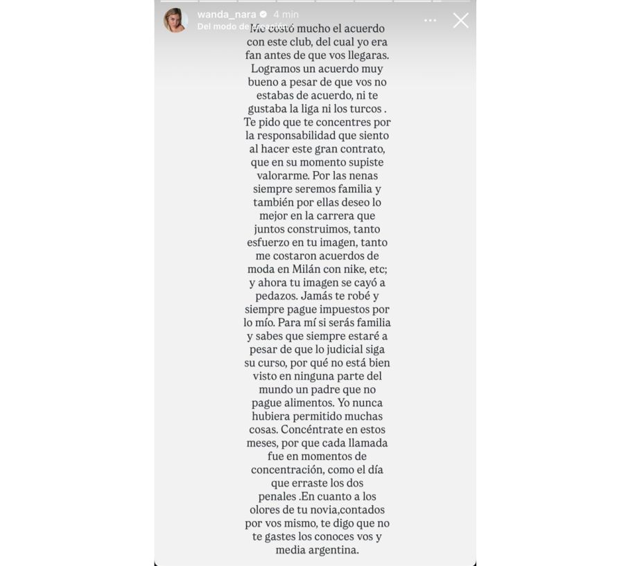 El descargo de Wanda Nara contra Mauro Icardi