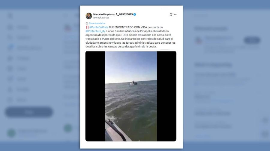 Fue encontrado con vida el ciudadano argentino desaparecido ayer 23012026